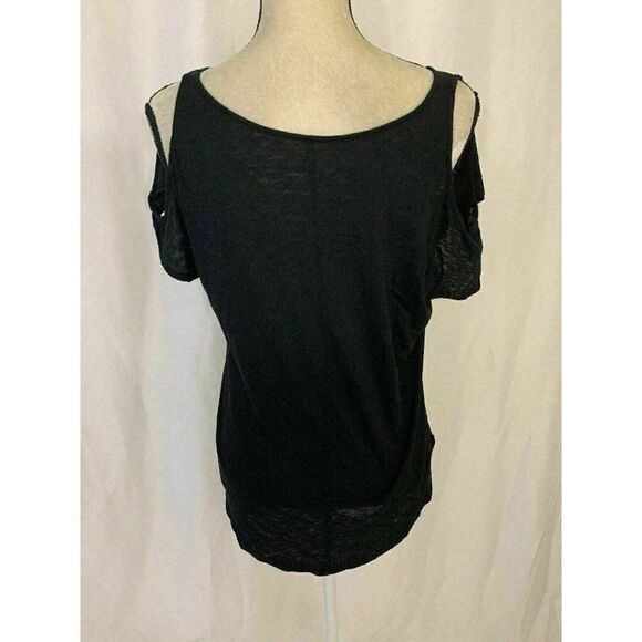 velvet graham spencer Womens Black Short Sleeve Cold Shouder Top T Shirt Xs - Picture 4 of 7
